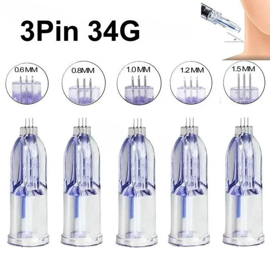 3 Pin Mesotherapy Needle 34G (0.6mm / 0.8mm / 1.0mm / 1.2mm / 1.5mm)