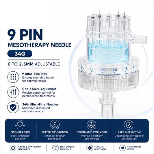 9 Pin 34G Mesotherapy Needle 0 to 2.5mm Adjustable